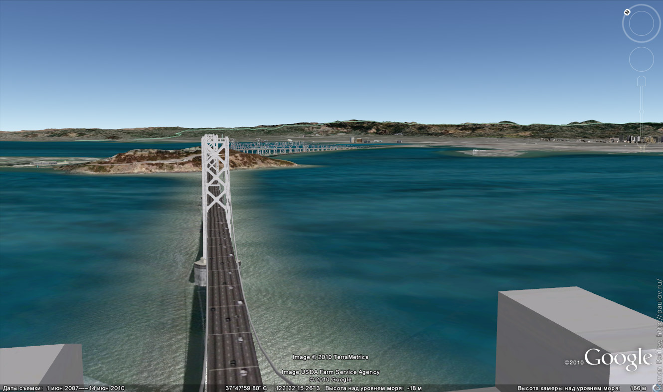 Мост через залив в Сан-Франциско Google Earth