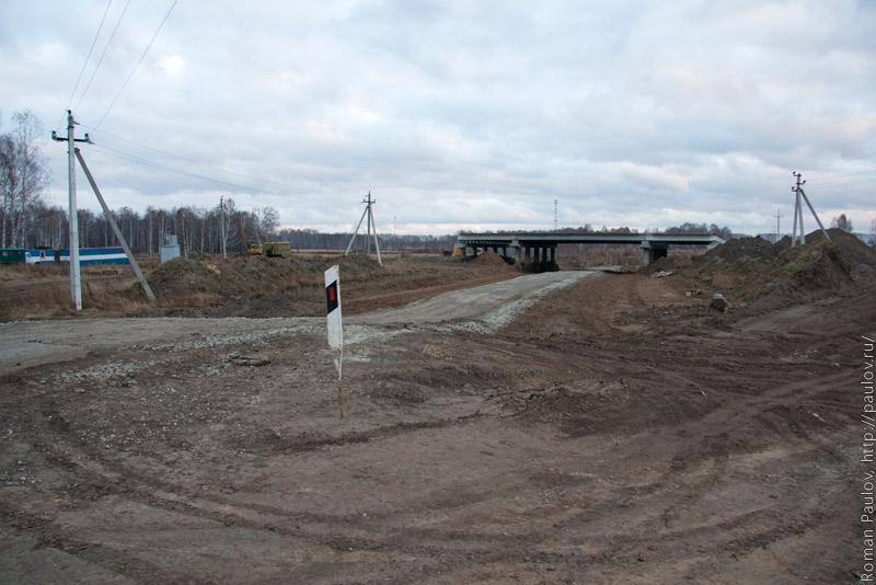 Строительство северного обхода Новосибирска от Мочища до Сокура мост около Сокура
